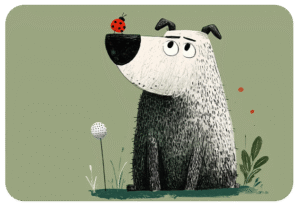 Illustrazione di un cane che osserva con attenzione l’ambiente, simbolo di consapevolezza e ascolto