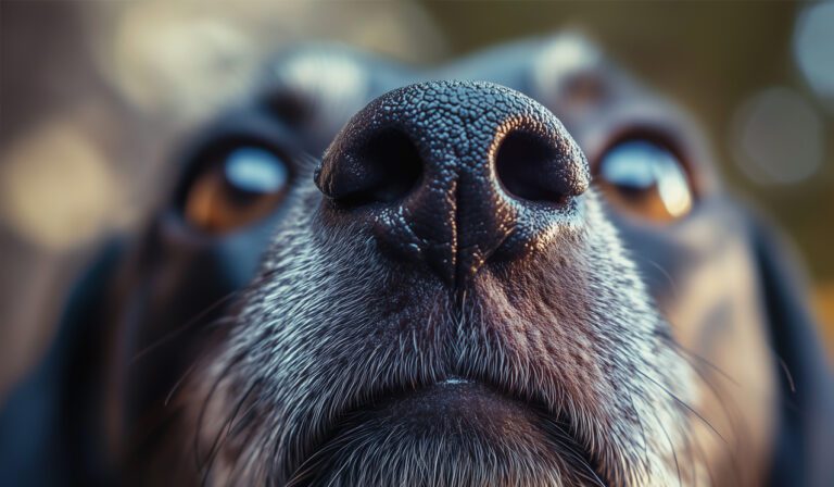 Schema della lateralizzazione olfattiva nel cane: la narice destra è associata a novità, intensità e allerta; la narice sinistra a routine, familiarità e analisi